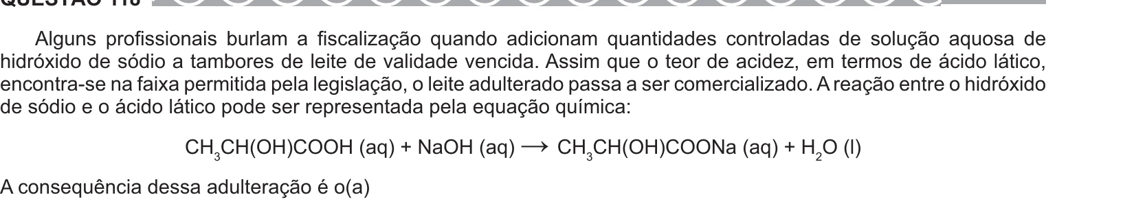Enunciado original completo da questão 118 do ENEM 2017 - 2º Dia - Caderno 6 - Cinza – Reaplicação/PPL, página 10.