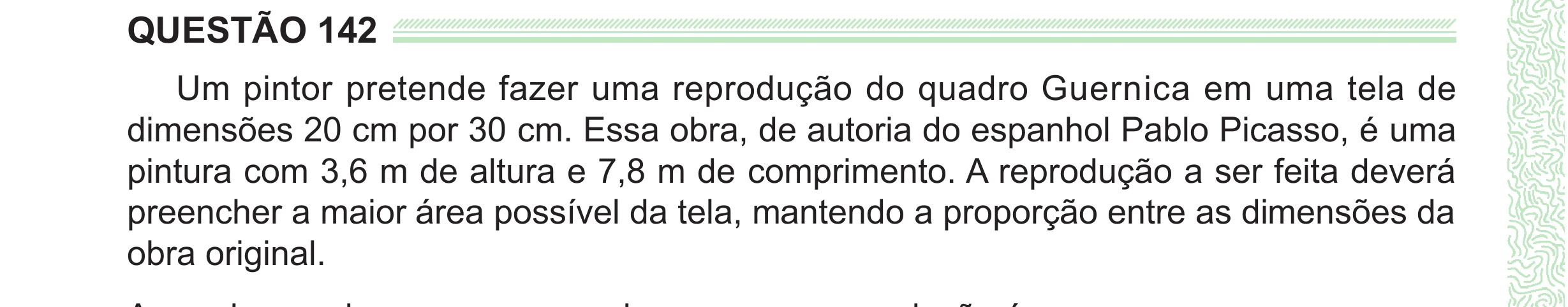 Enunciado original completo da questão 142 do ENEM 2024 - 2º Dia – Caderno 8 – Verde (Ampliada) – Reaplicação/PPL, página 38.