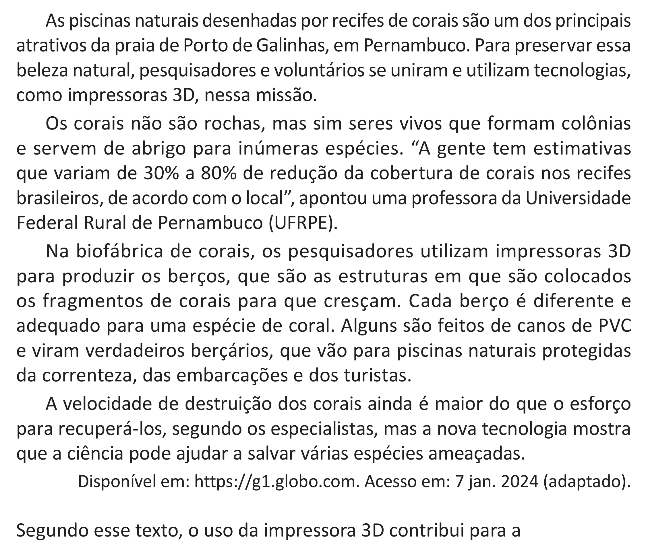 Enunciado original completo da questão 39 do ENEM 2025 - 1º Dia – Caderno 9 – Laranja (Braile e ledor) – Reaplicação - (Superampliada), página 44.