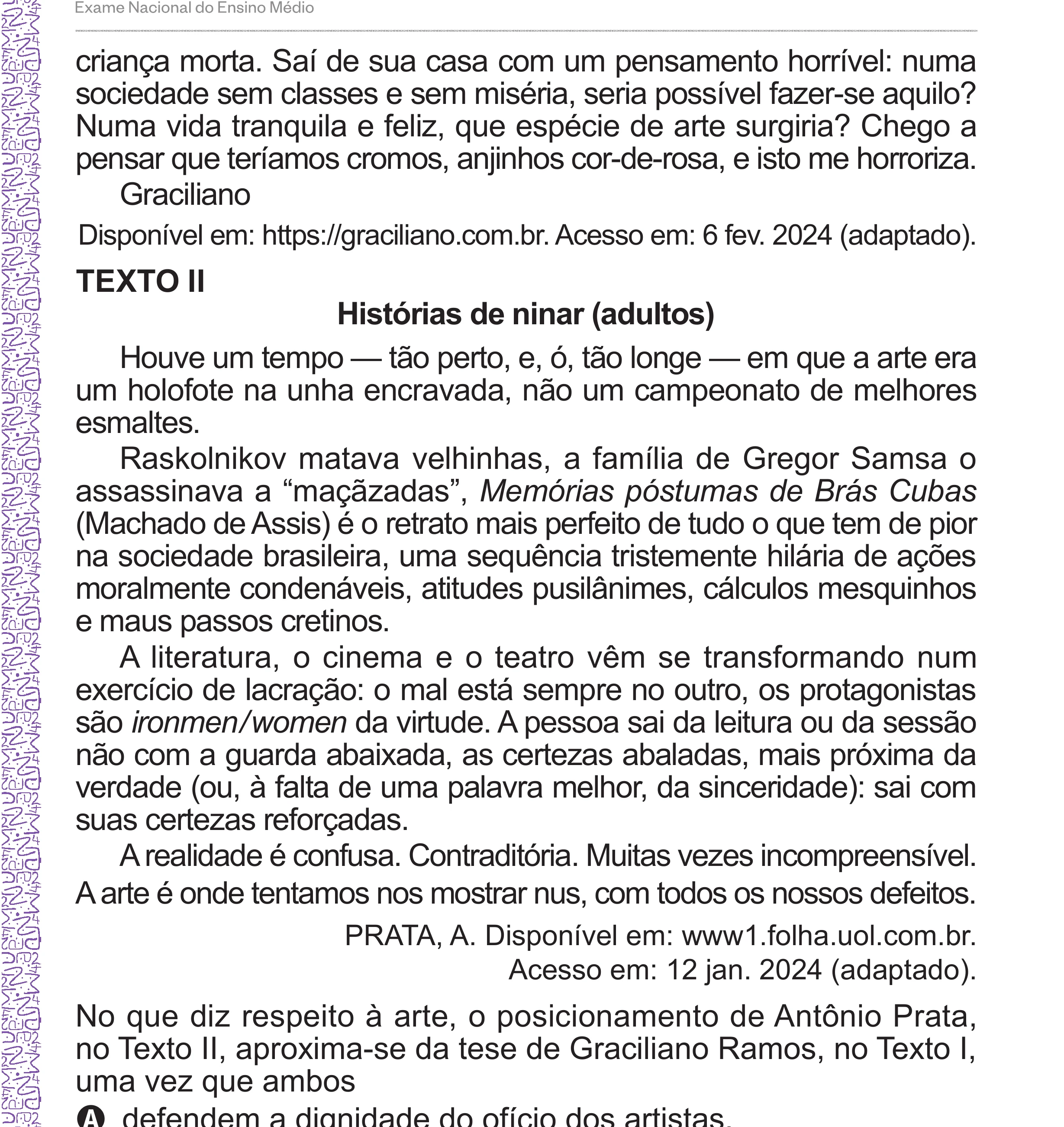 Enunciado original completo da questão 30 do ENEM 2024 - 1º Dia – Caderno 10 – Roxo (Libras) – Aplicação Regular - (Superampliada), página 41.