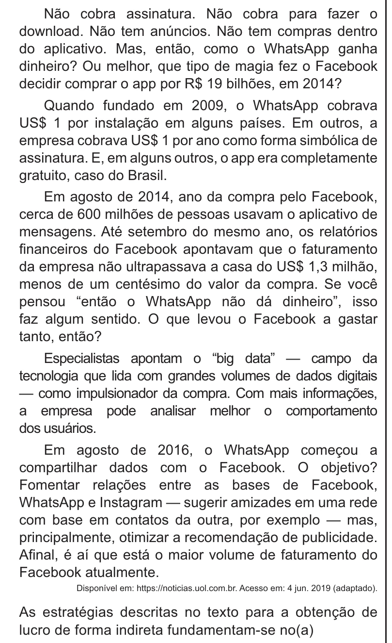 Enunciado original completo da questão 42 do ENEM 2021 - 1º Dia – Caderno 2 – Amarelo – Reaplicação/PPL/Segunda Oportunidade, página 18.