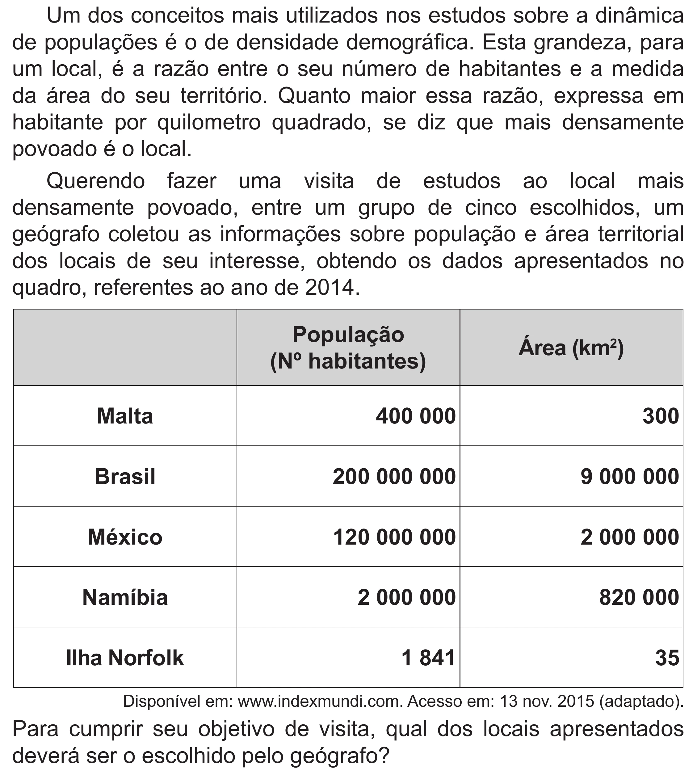 Enunciado original completo da questão 167 do ENEM 2020 - 2º Dia – Caderno 8 – Rosa (Superampliada) – Reaplicação/PPL, página 65.