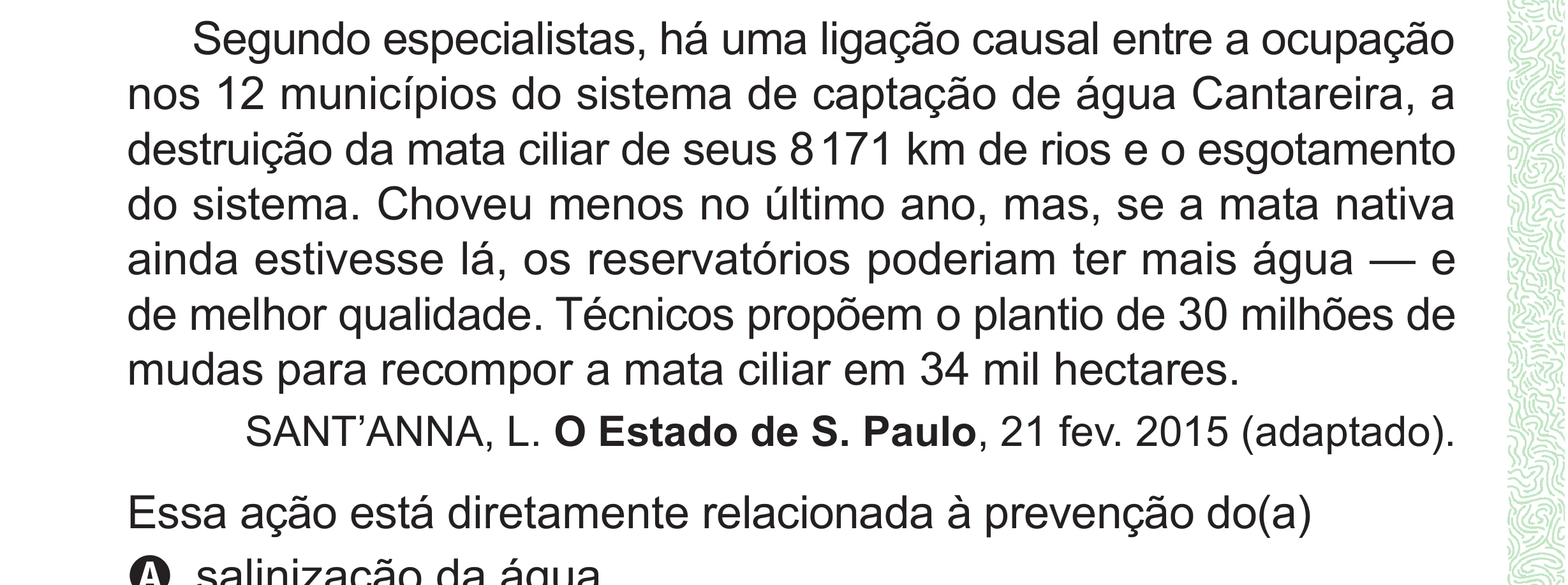 Enunciado original completo da questão 101 do ENEM 2024 - 2º Dia – Caderno 8 – Verde (Superampliada) – Reaplicação/PPL, página 12.