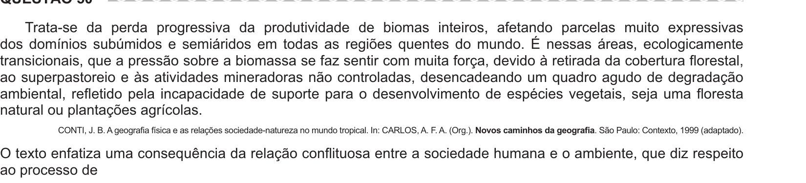 Enunciado original completo da questão 50 do ENEM 2017 - 1º Dia - Caderno 2 - Amarelo – Aplicação regular, página 21.