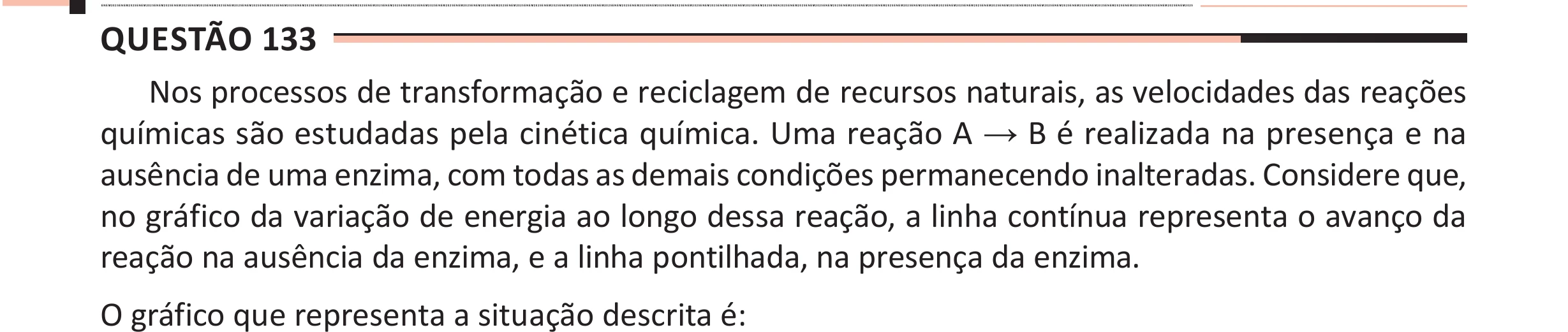Enunciado original completo da questão 133 do ENEM 2025 - 2º Dia – Caderno 11 – Laranja (Braile e ledor) – Aplicação Regular - (Ampliada), página 30.