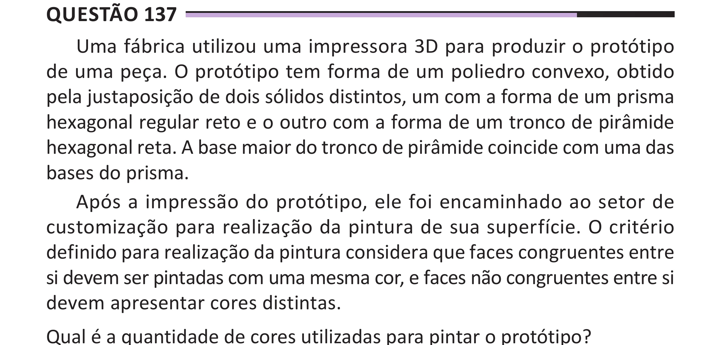 Enunciado original completo da questão 137 do ENEM 2025 - 2º Dia – Caderno 12 – Roxo (Libras) – Aplicação Regular - (Superampliada), página 50.