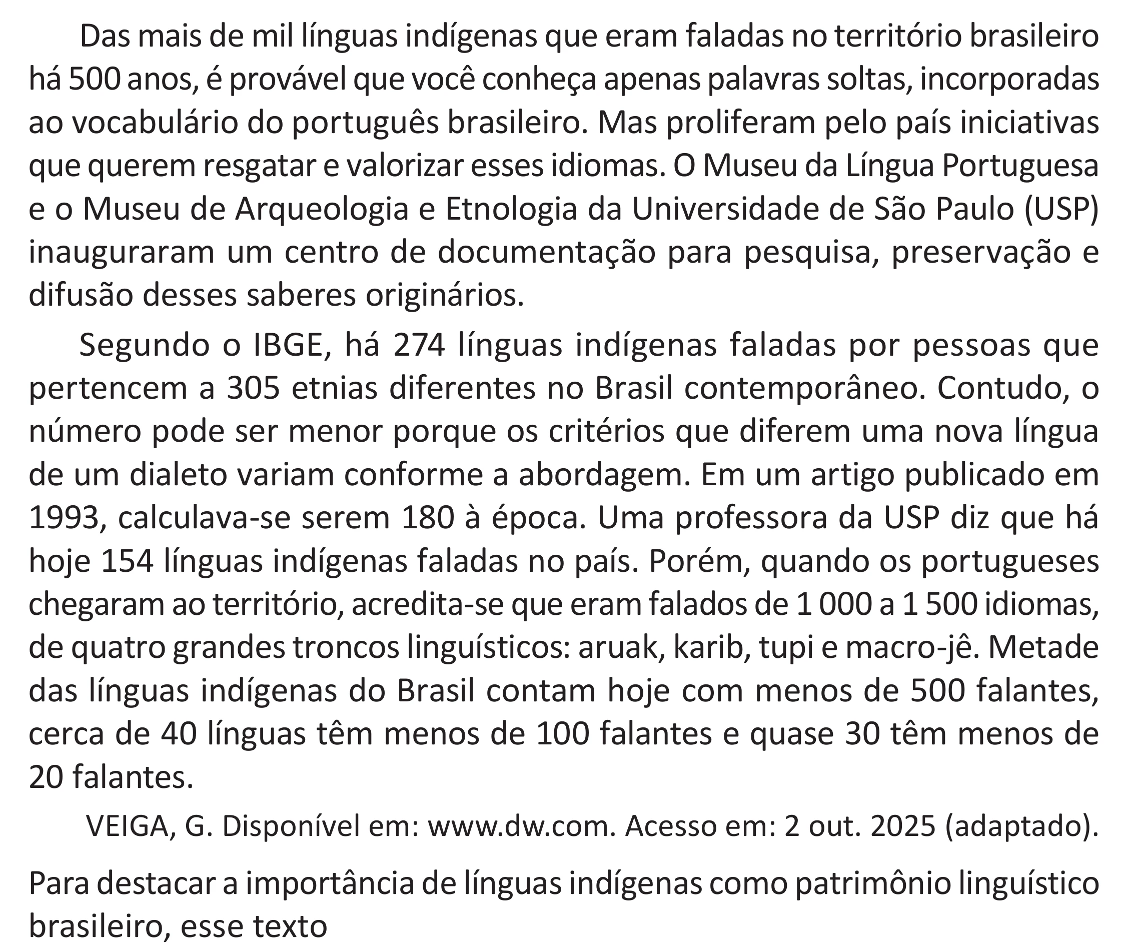 Enunciado original completo da questão 14 do ENEM 2025 - 1º Dia – Caderno 9 – Laranja (Braile e ledor) – Reaplicação - (Superampliada), página 21.