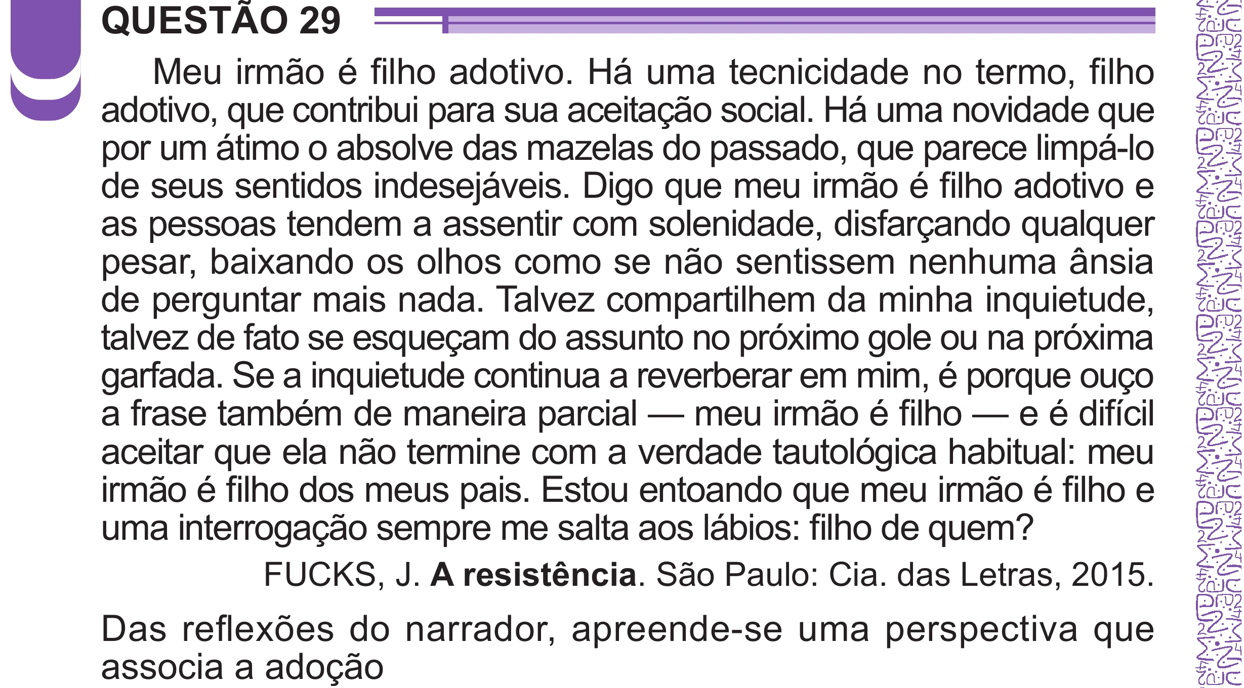 Enunciado original completo da questão 29 do ENEM 2024 - 1º Dia – Caderno 10 – Roxo (Libras) – Aplicação Regular - (Superampliada), página 40.