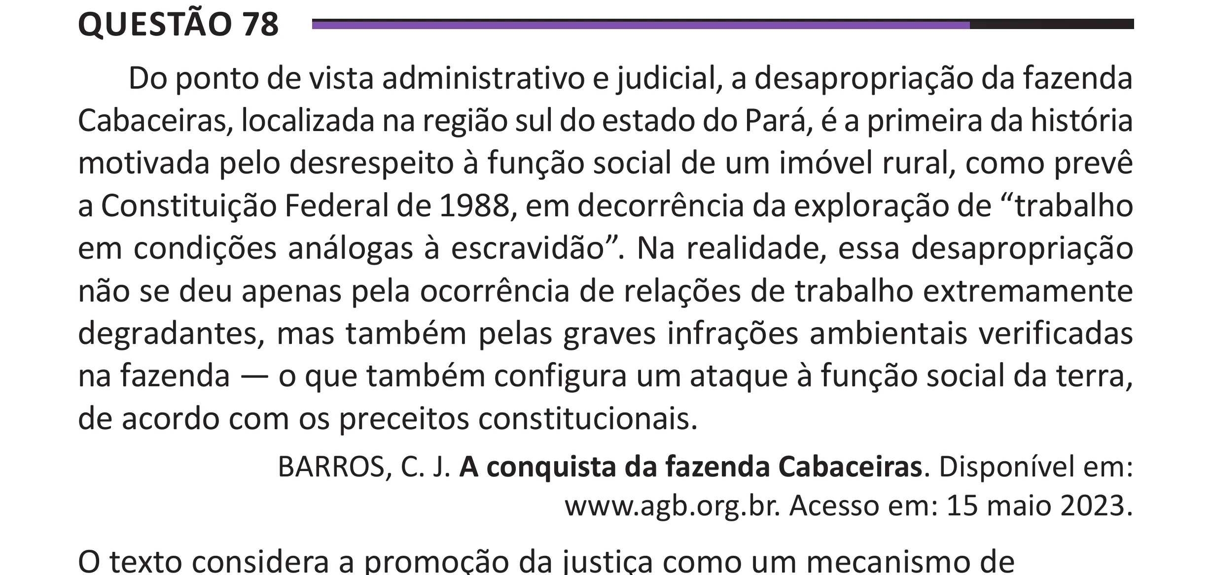 Enunciado original completo da questão 78 do ENEM 2025 - 1º Dia – Caderno 10 – Roxo (Libras) – Aplicação Regular - (Superampliada), página 85.