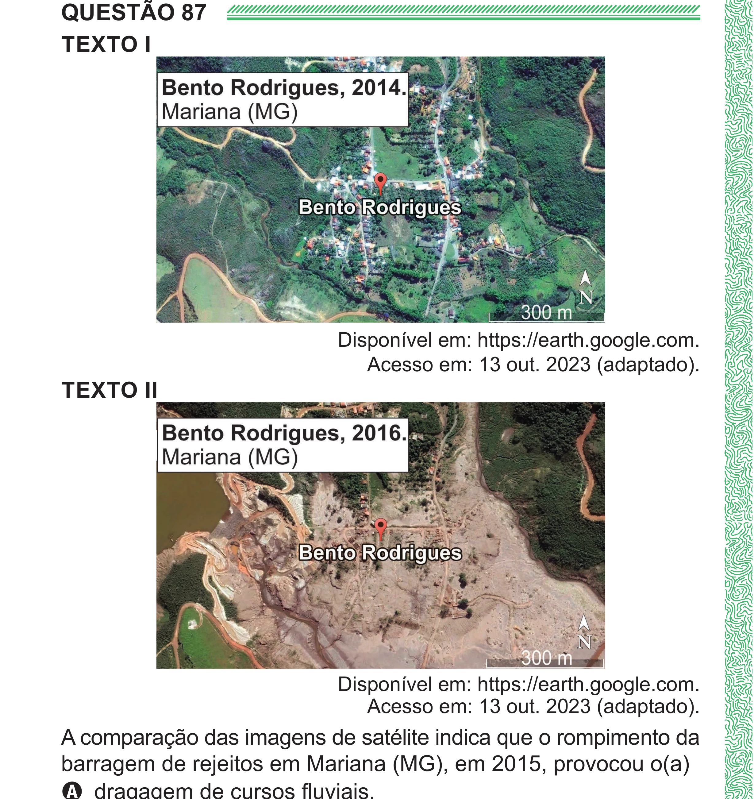 Enunciado original completo da questão 87 do ENEM 2024 - 1º Dia – Caderno 4 – Verde (Superampliada) – Reaplicação/PPL, página 92.