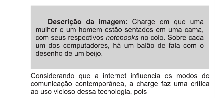Enunciado original completo da questão 96 do ENEM 2015 - 2º Dia - Caderno 14 - Cinza – Reaplicação/PPL - Ledor, página 6.