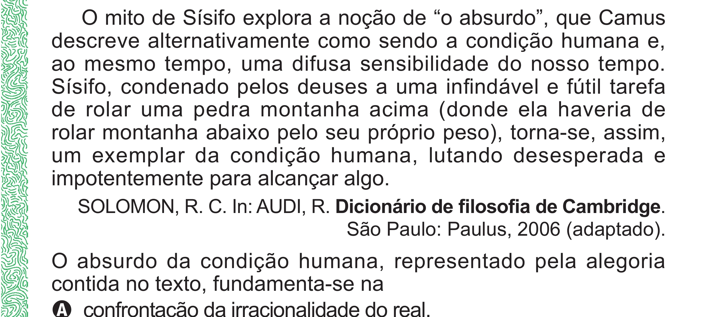 Enunciado original completo da questão 54 do ENEM 2024 - 1º Dia – Caderno 4 – Verde (Superampliada) – Reaplicação/PPL, página 65.
