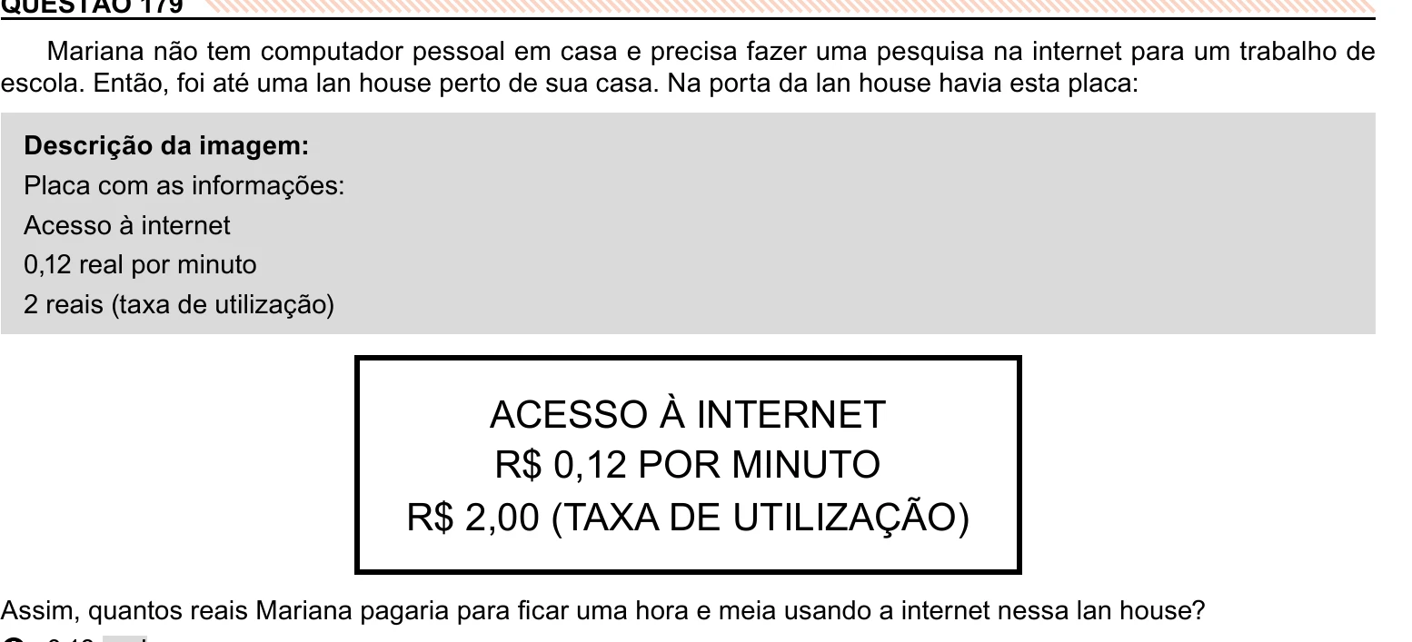 Enunciado original completo da questão 179 do ENEM 2023 - 2º Dia – Caderno 11 – Laranja (braile e ledor) – Reaplicação/PPL, página 34.