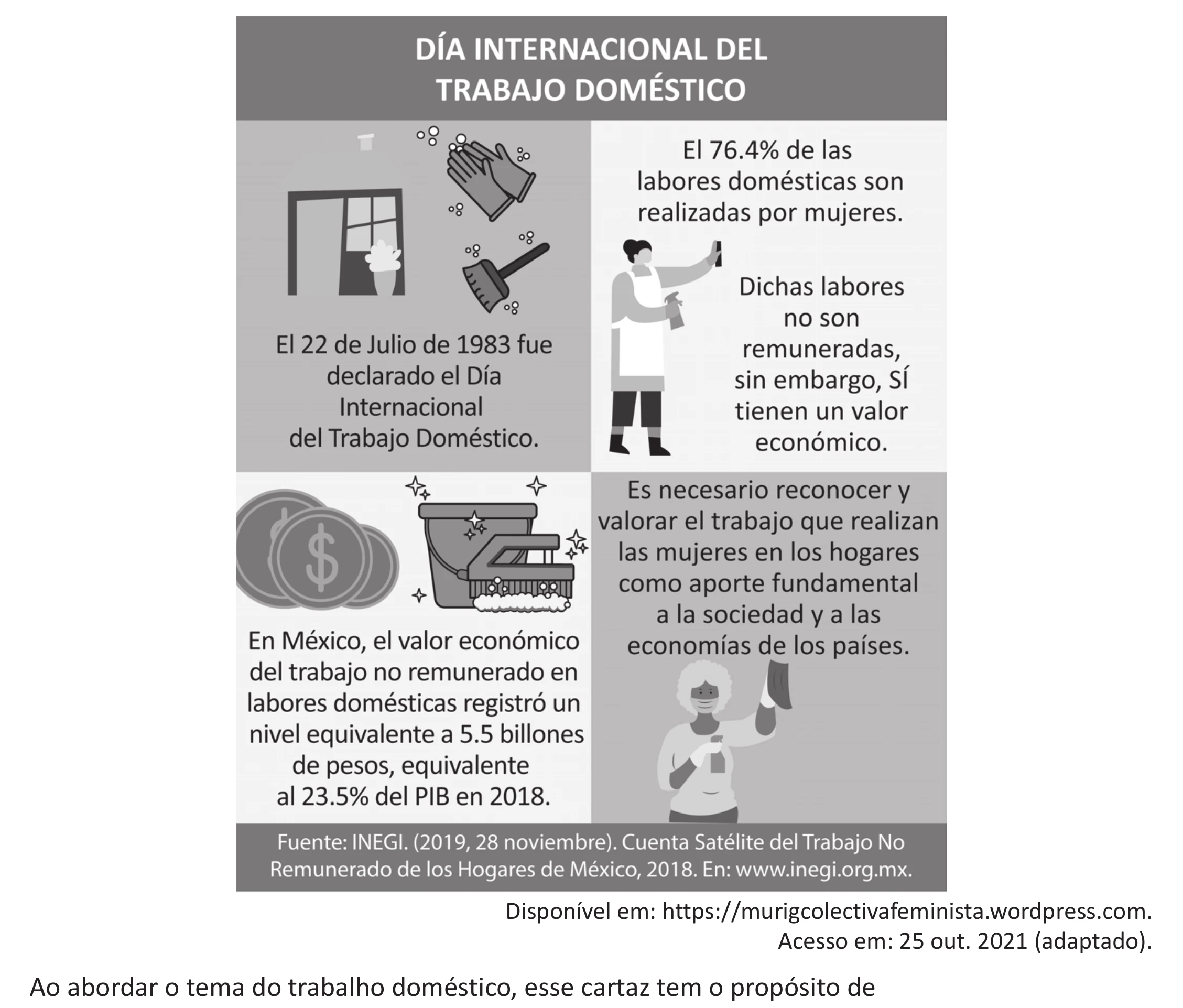 Enunciado original completo da questão 4 (espanhol) do ENEM 2025 - 1º Dia – Caderno 9 – Laranja (Braile e ledor) – Reaplicação - (Ampliada), página 7.