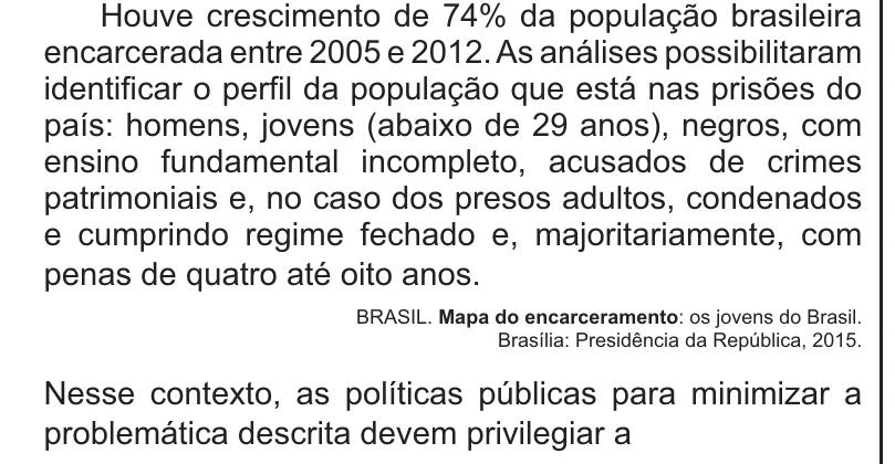 Enunciado original completo da questão 46 do ENEM 2021 - 1º Dia – Caderno 3 – Branco – Aplicação Regular, página 22.