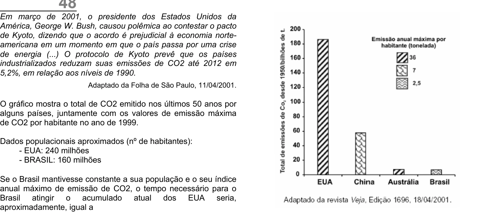 Enunciado original completo da questão 48 do ENEM 2002 - Caderno Amarelo, página 19.