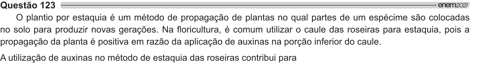 Enunciado original completo da questão 123 do ENEM 2021 - 2º Dia – Caderno 7 – Azul – Aplicação Regular, página 12.