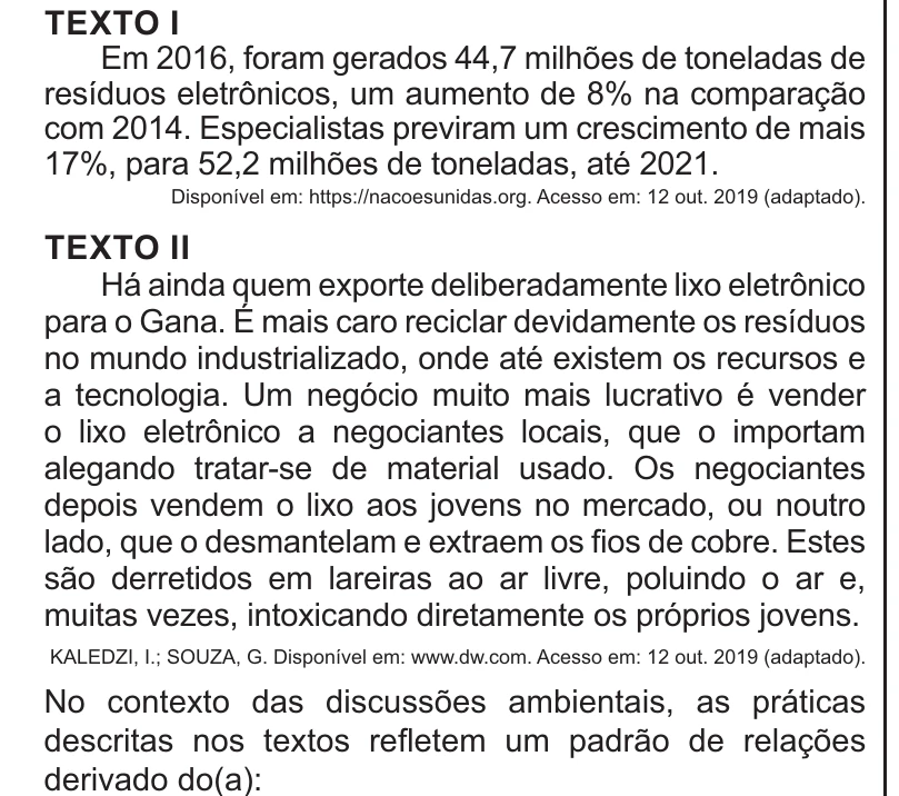 Enunciado original completo da questão 71 do ENEM 2021 - 1º Dia – Caderno 3 – Branco – Aplicação Regular, página 27.