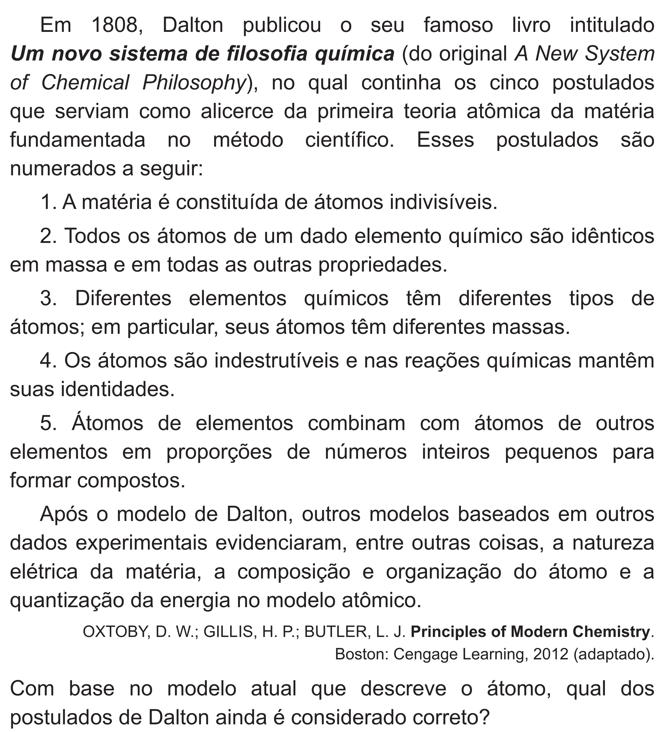 Enunciado original completo da questão 105 do ENEM 2019 - 2º Dia – Caderno 6 – Cinza (Superampliada) – Aplicação Regular, página 16.