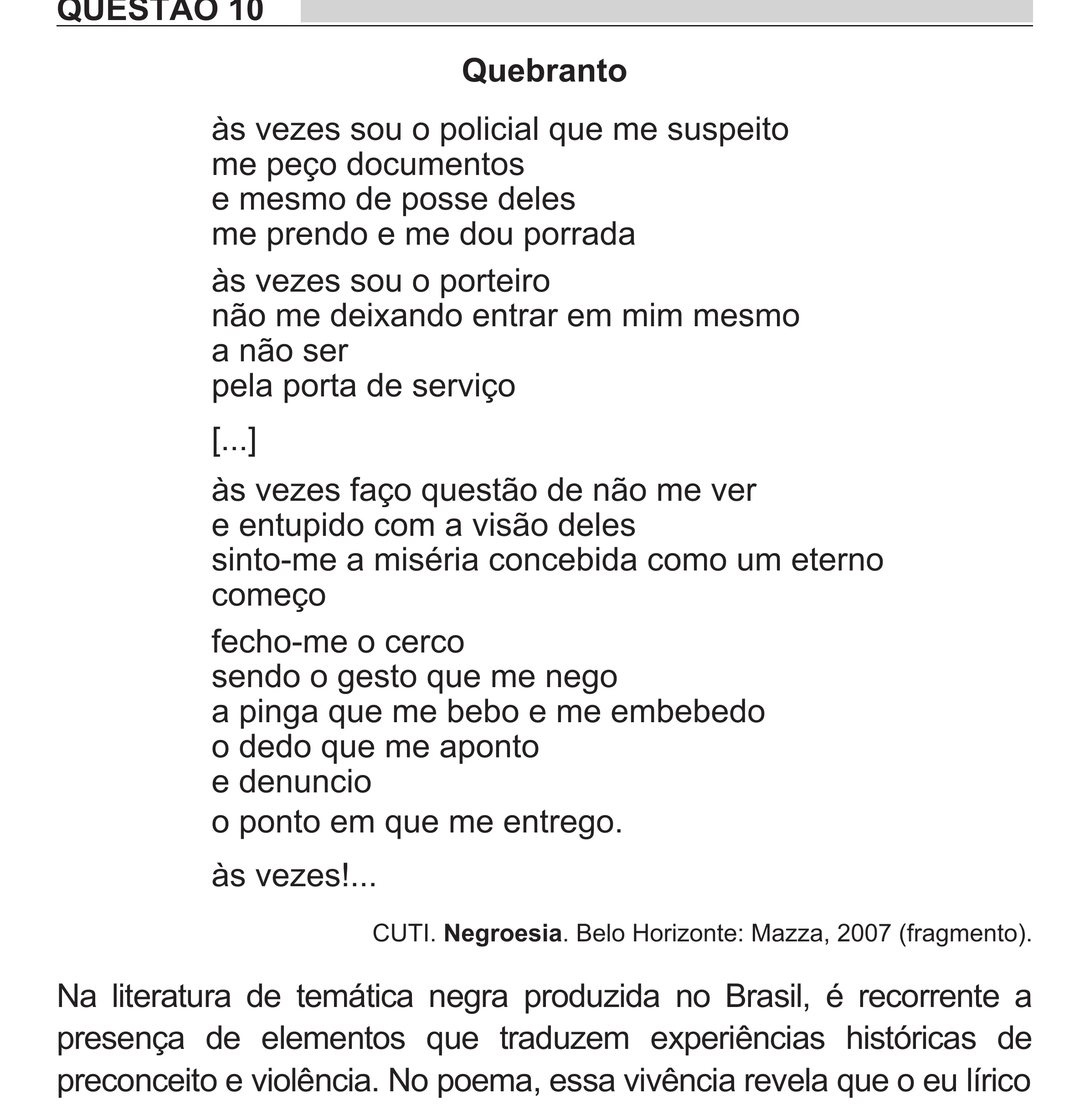 Enunciado original completo da questão 10 do ENEM 2018 - 1º Dia - Caderno 1 - Azul (Superampliada) – Aplicação regular, página 15.