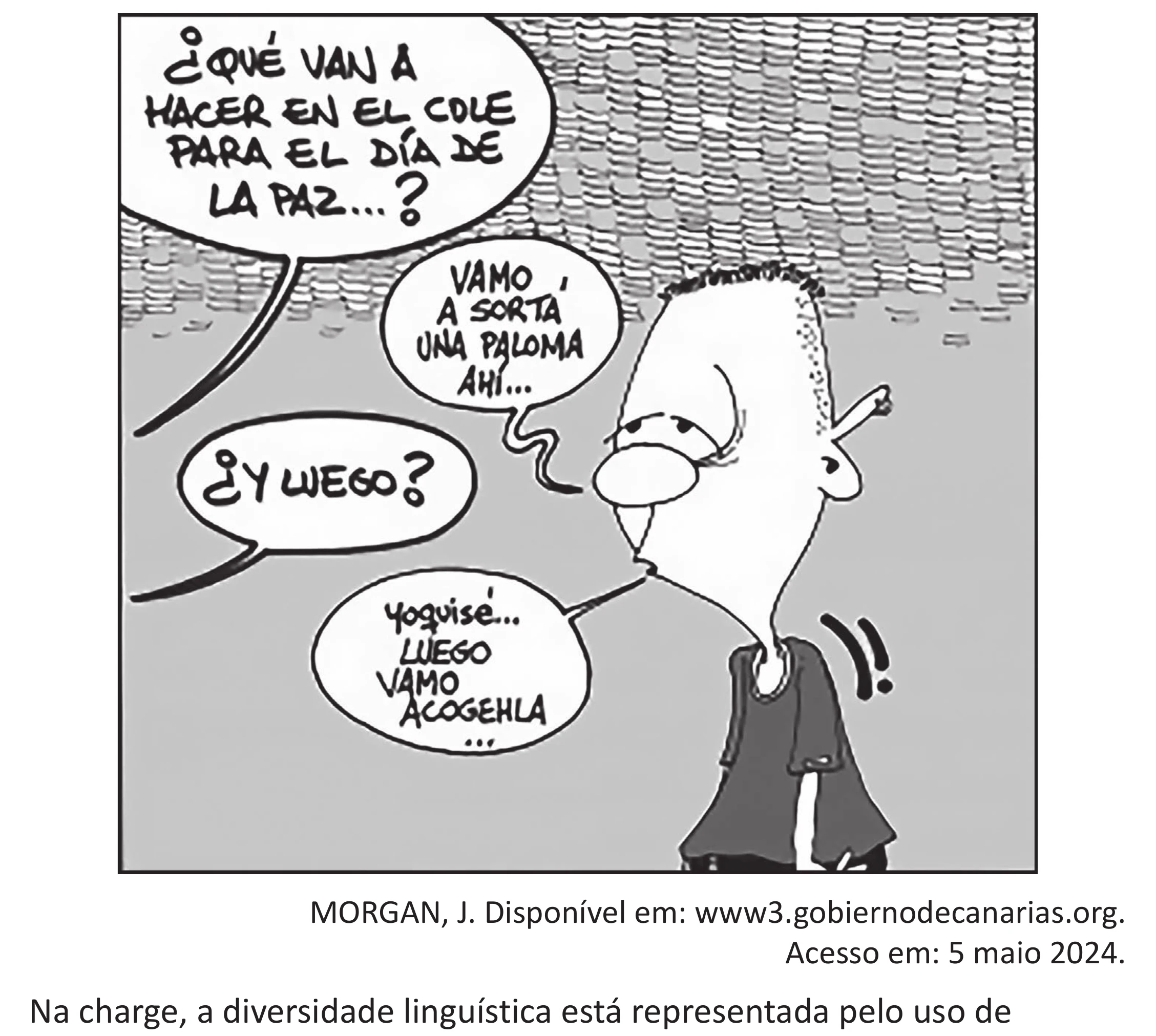 Enunciado original completo da questão 1 (espanhol) do ENEM 2025 - 1º Dia – Caderno 9 – Laranja (Braile e ledor) – Aplicação Regular - (Superampliada), página 8.