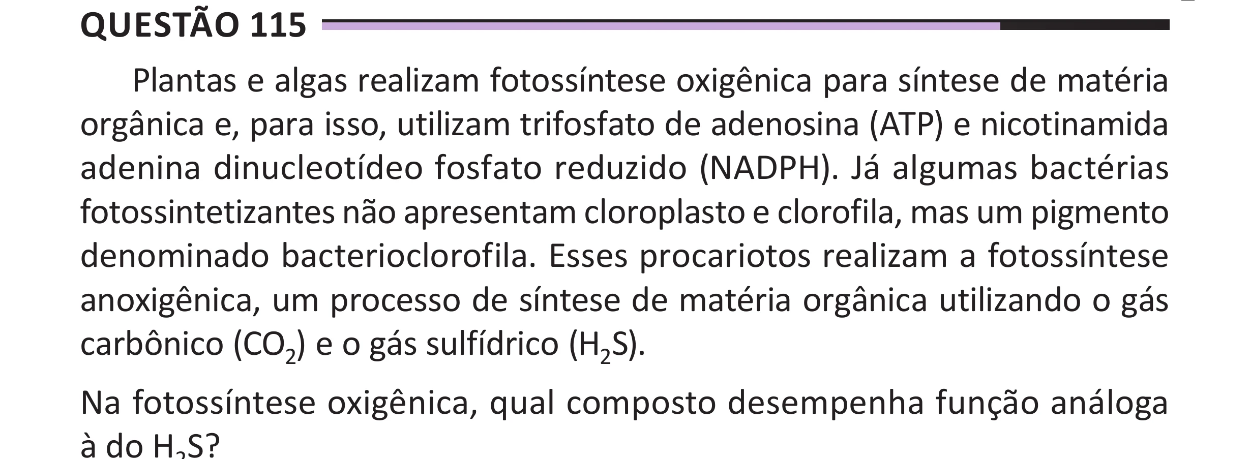 Enunciado original completo da questão 115 do ENEM 2025 - 2º Dia – Caderno 12 – Roxo (Libras) – Aplicação Regular - (Superampliada), página 27.