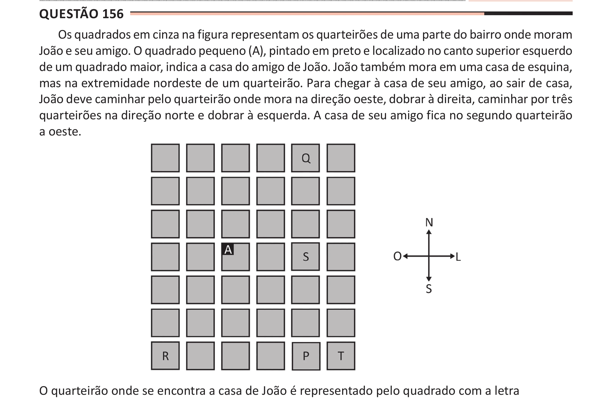 Enunciado original completo da questão 156 do ENEM 2025 - 2º Dia – Caderno 11 – Laranja (Braile e ledor) – Aplicação Regular - (Ampliada), página 48.