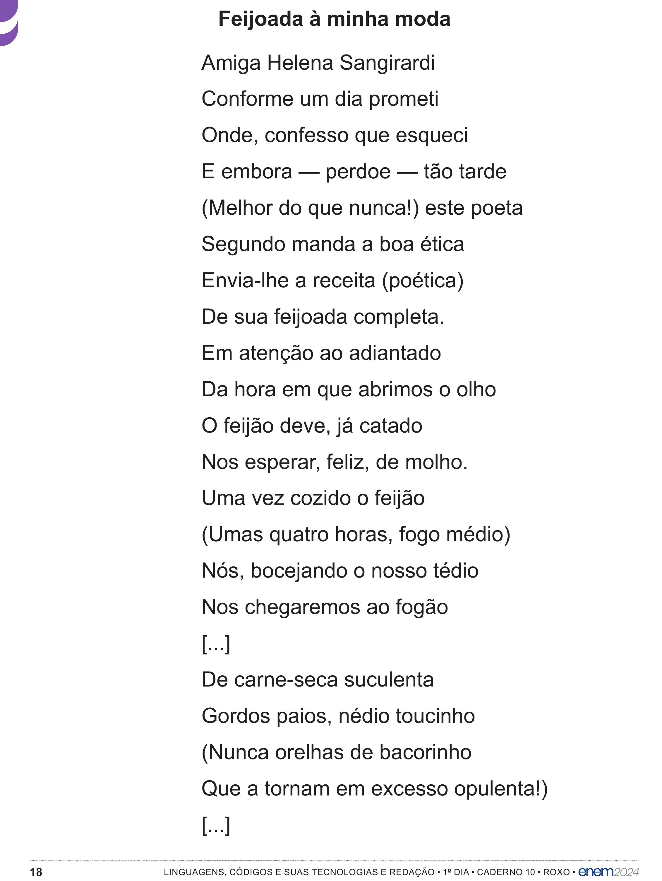 Enunciado original completo da questão 11 do ENEM 2024 - 1º Dia – Caderno 10 – Roxo (Libras) – Aplicação Regular - (Superampliada), página 18.