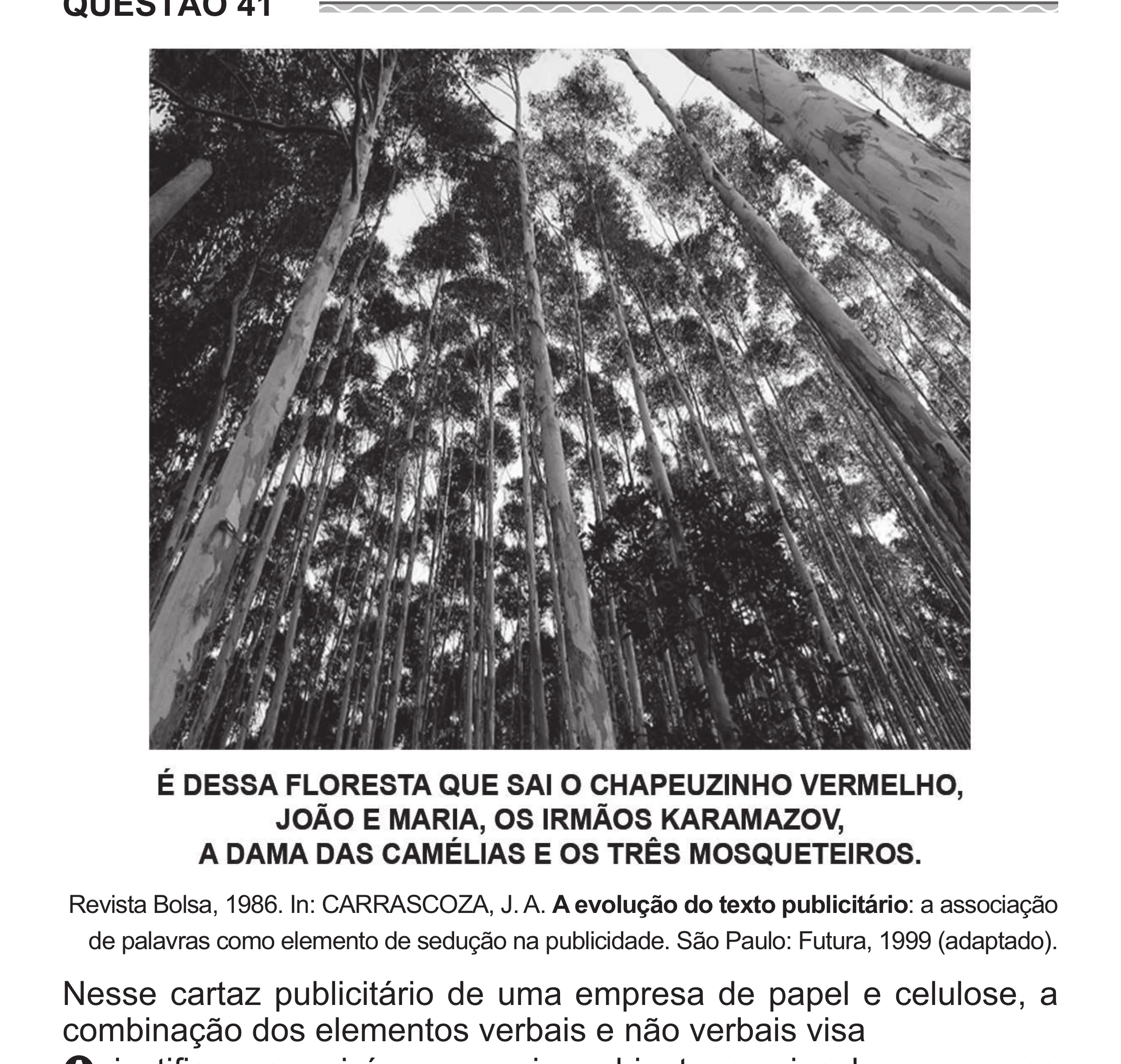 Enunciado original completo da questão 41 do ENEM 2017 - 1º Dia - Caderno 1 - Azul (Superampliada) – Aplicação regular, página 44.