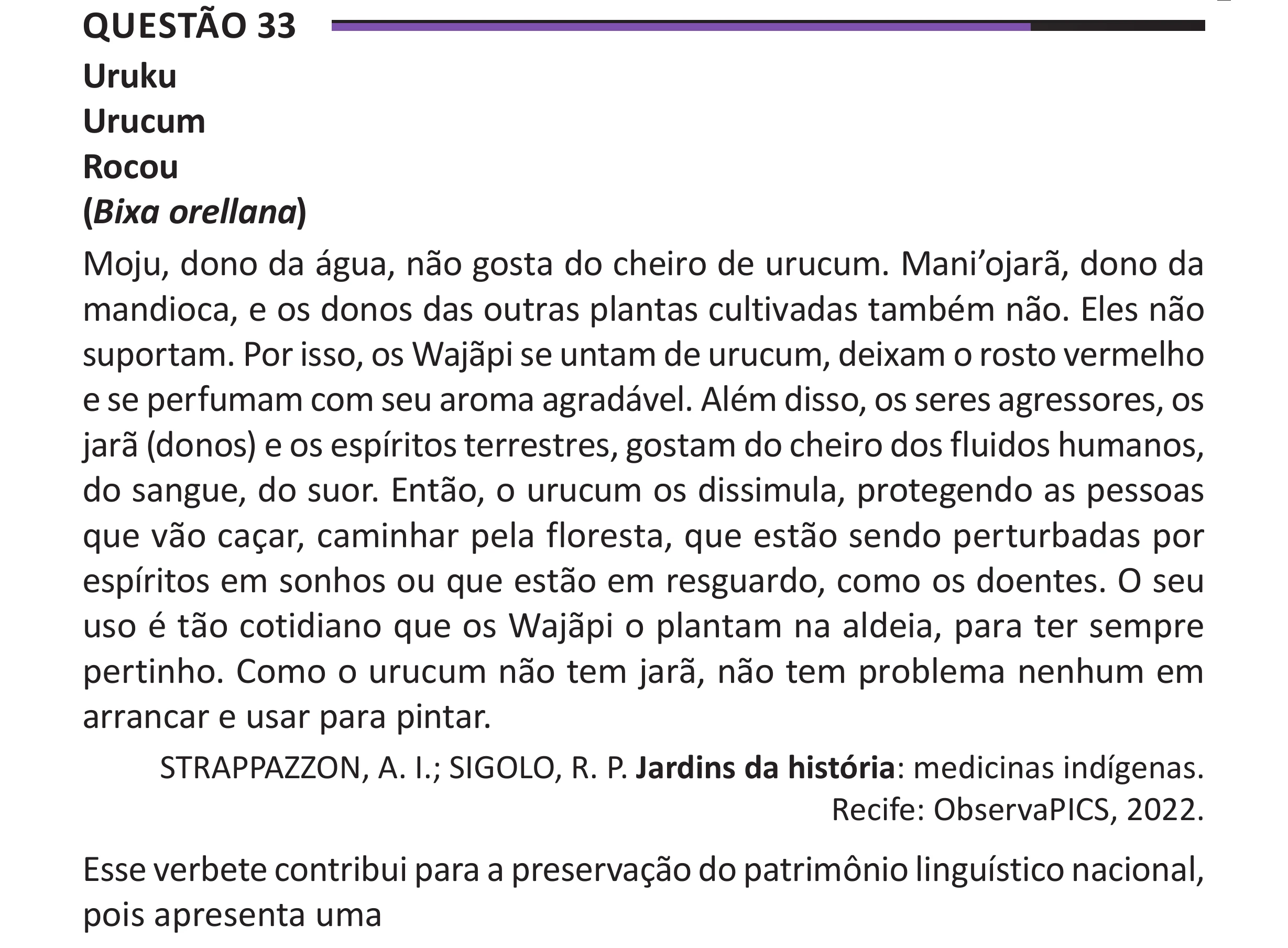 Enunciado original completo da questão 33 do ENEM 2025 - 1º Dia – Caderno 10 – Roxo (Libras) – Aplicação Regular - (Superampliada), página 39.