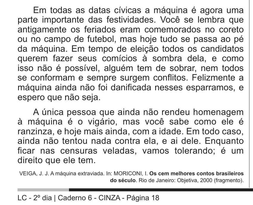 Enunciado original completo da questão 130 do ENEM 2014 - 2º Dia – Caderno 6 – Cinza – Terceira aplicação, página 18.