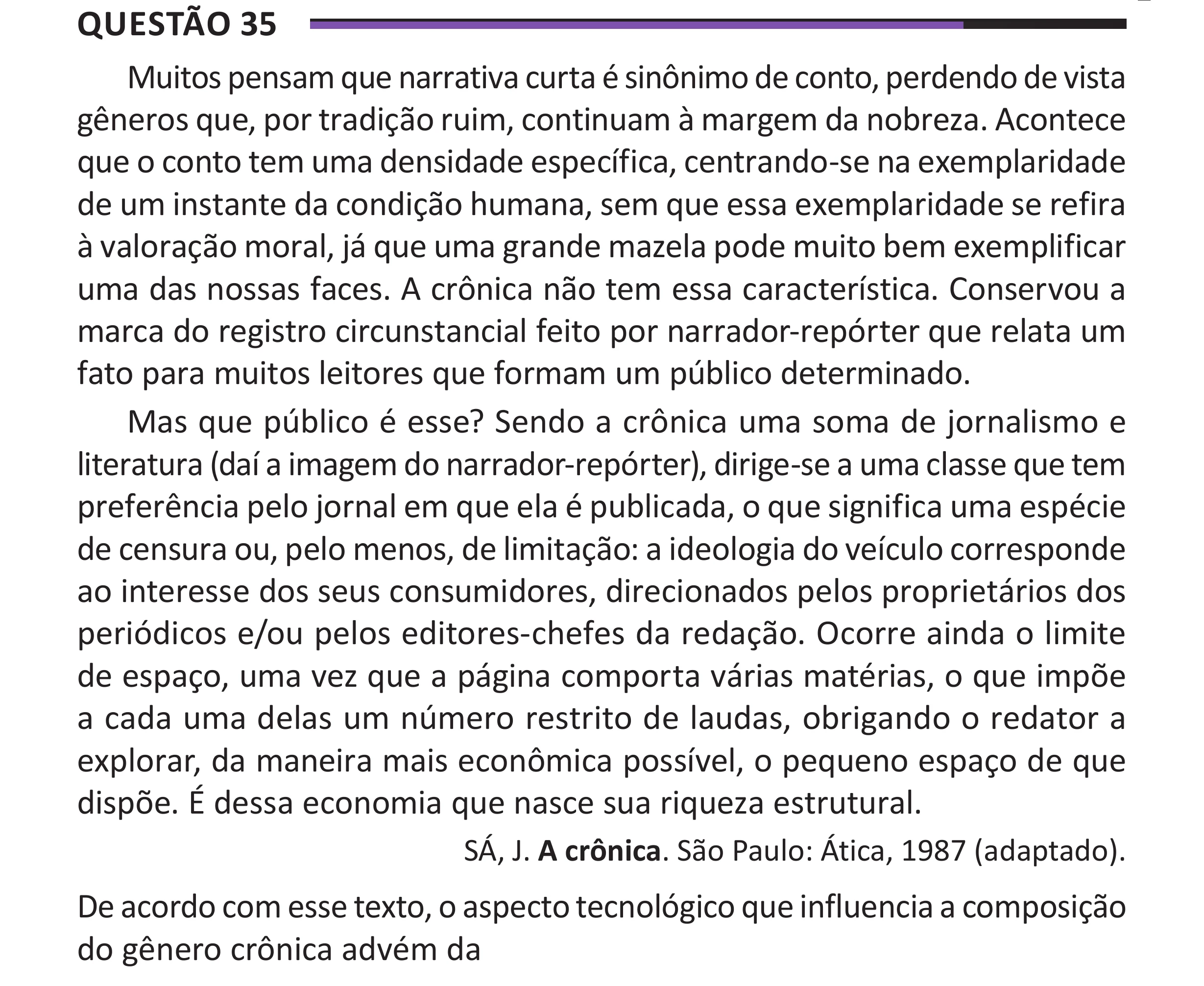 Enunciado original completo da questão 35 do ENEM 2025 - 1º Dia – Caderno 10 – Roxo (Libras) – Aplicação Regular - (Superampliada), página 41.