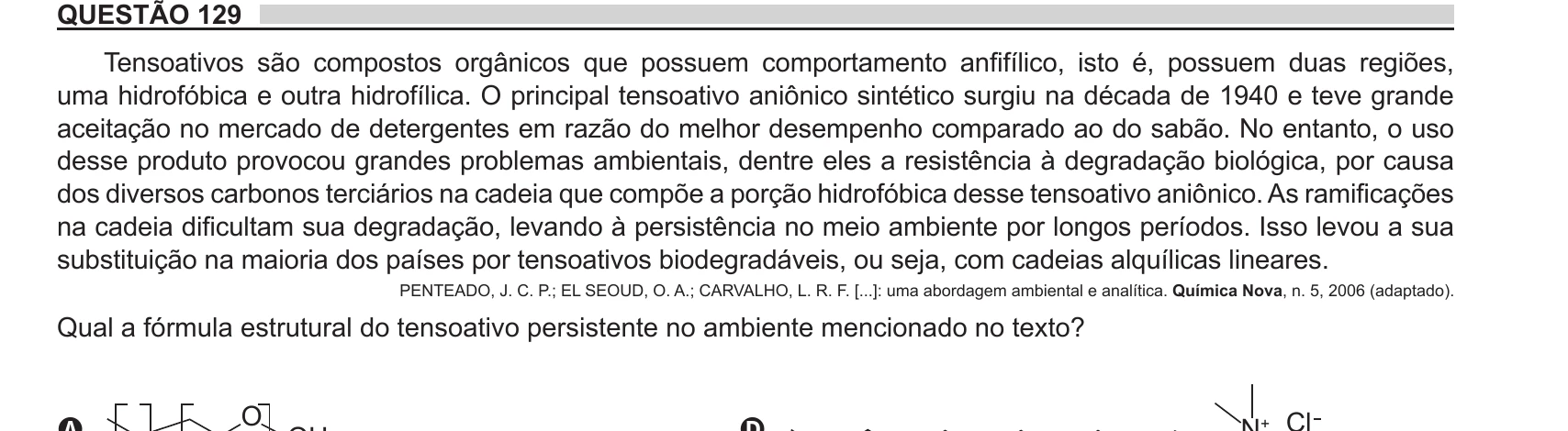 Enunciado original completo da questão 129 do ENEM 2018 - 2º Dia - Caderno 12 – Verde (Libras) – Aplicação regular, página 13.
