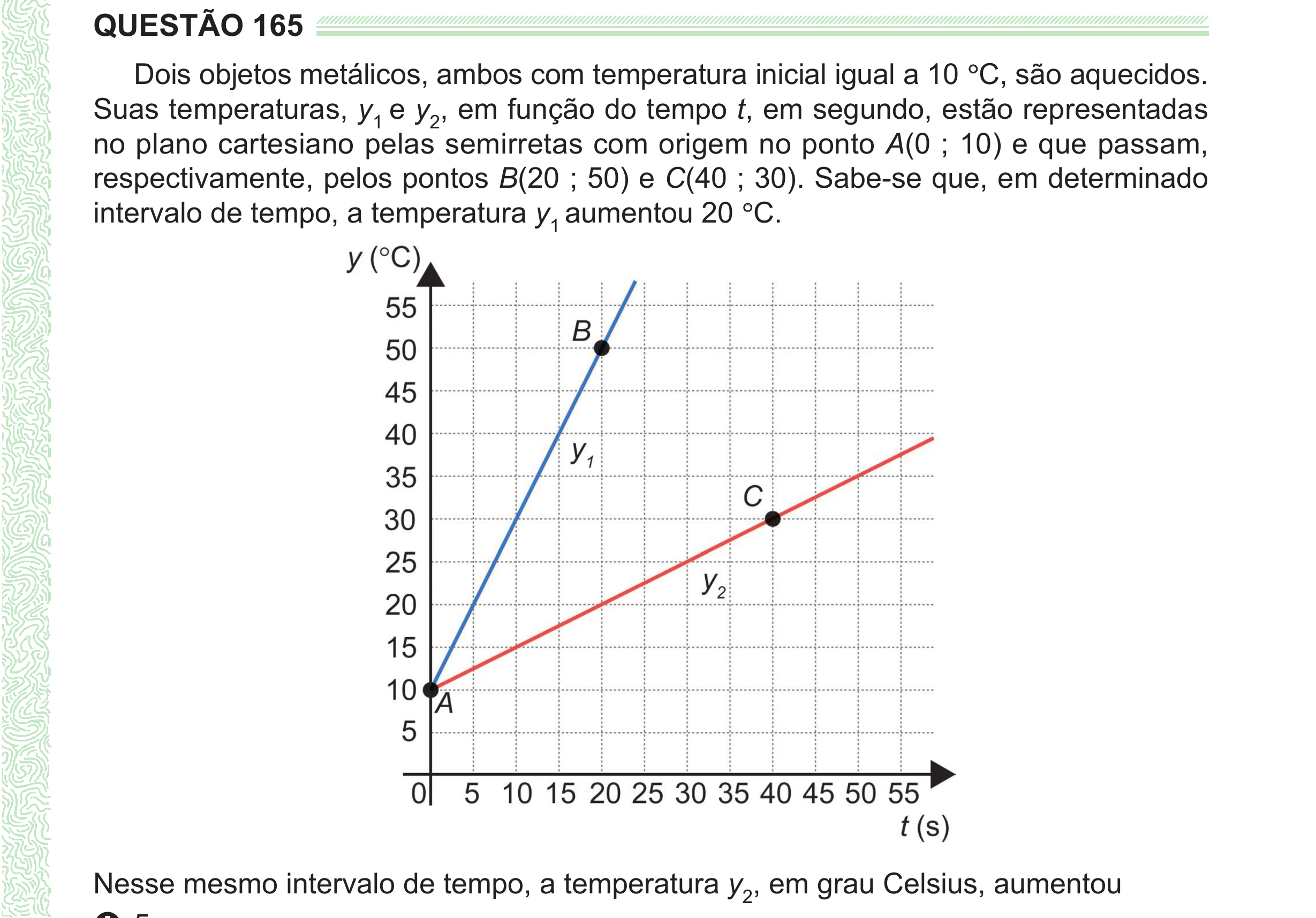 Enunciado original completo da questão 165 do ENEM 2024 - 2º Dia – Caderno 8 – Verde (Ampliada) – Reaplicação/PPL, página 53.