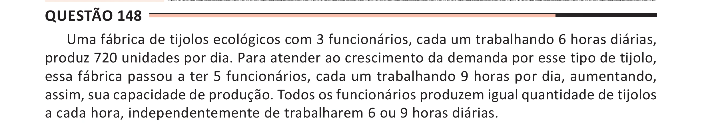 Enunciado original completo da questão 148 do ENEM 2025 - 2º Dia – Caderno 11 – Laranja (Braile e ledor) – Aplicação Regular - (Ampliada), página 41.