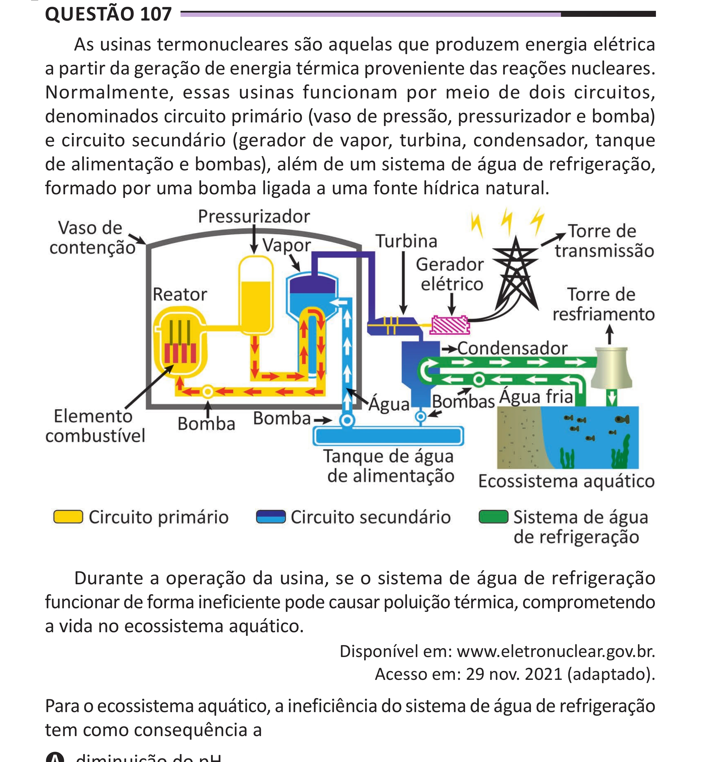 Enunciado original completo da questão 107 do ENEM 2025 - 2º Dia – Caderno 12 – Roxo (Libras) – Aplicação Regular - (Superampliada), página 18.
