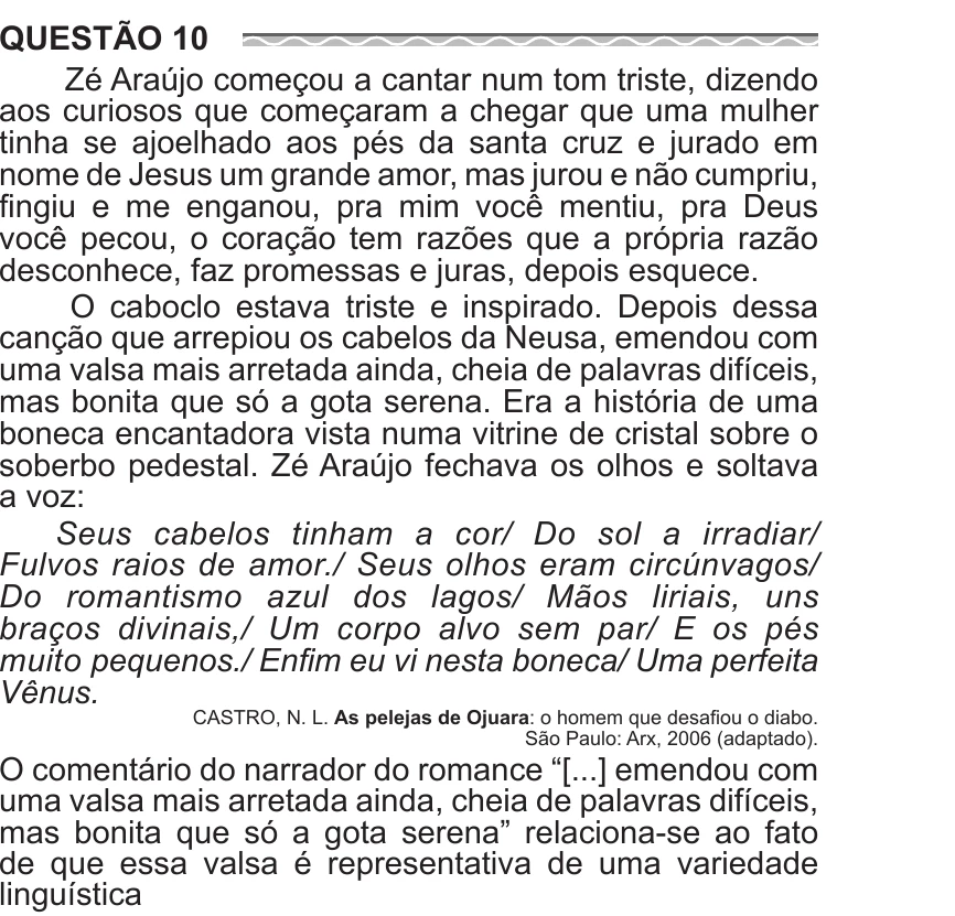 Enunciado original completo da questão 10 do ENEM 2017 - 1º Dia - Caderno 4 - Rosa – Aplicação regular, página 6.