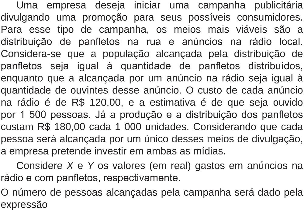 Trecho original com figura, tabela ou fórmula da questão 138 do ENEM 2018 - 2º Dia - Caderno 5 – Amarelo (Superampliada) – Aplicação regular.