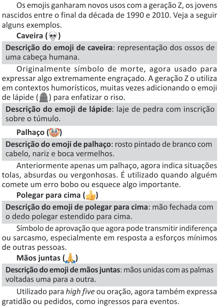 Trecho original com figura, tabela ou fórmula da questão 17 do ENEM 2025 - 1º Dia – Caderno 9 – Laranja (Braile e ledor) – Reaplicação - (Ledor).