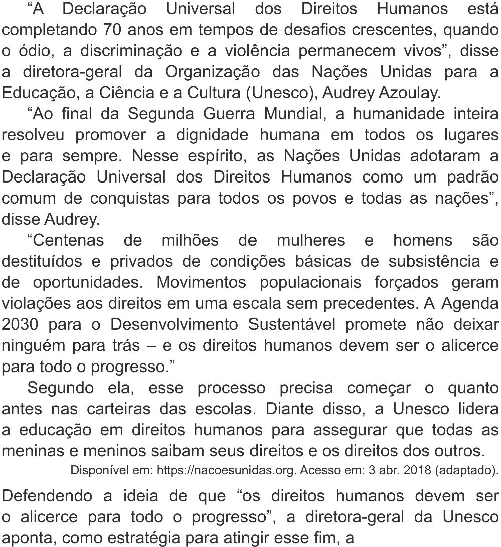 Trecho original com figura, tabela ou fórmula da questão 6 do ENEM 2018 - 1º Dia - Caderno 1 - Azul (Superampliada) – Aplicação regular.