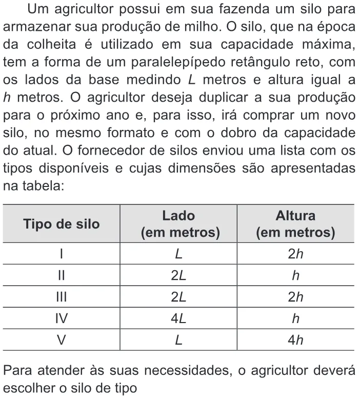 Trecho original com figura, tabela ou fórmula da questão 151 do ENEM 2014 - 2º Dia – Caderno 6 – Cinza – Reaplicação/PPL.