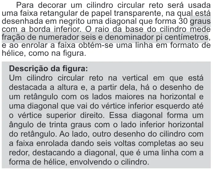 Trecho original com figura, tabela ou fórmula da questão 170 do ENEM 2018 - 2º Dia - Caderno 11 – Laranja (Braile e ledor) – Aplicação regular.