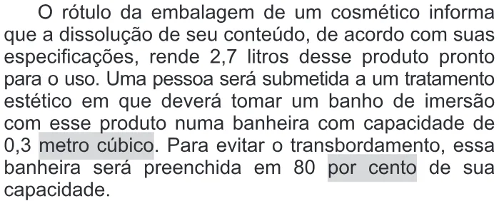 Trecho original com figura, tabela ou fórmula da questão 144 do ENEM 2019 - 2º Dia – Caderno 11 – Laranja (Braile e Ledor) – Aplicação Regular.