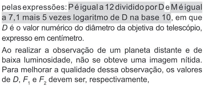 Trecho original com figura, tabela ou fórmula da questão 131 do ENEM 2017 - 2º Dia - Caderno 11 - Laranja – Reaplicação/PPL - Ledor.