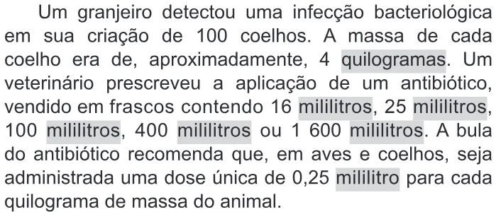 Trecho original com figura, tabela ou fórmula da questão 176 do ENEM 2015 - 2º Dia - Caderno 14 - Cinza – Reaplicação/PPL - Ledor.