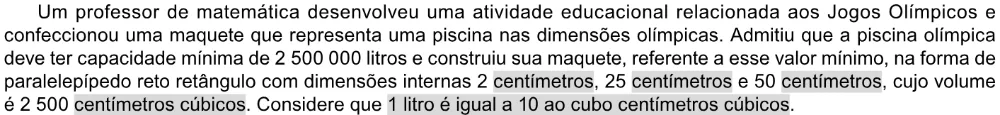 Trecho original com figura, tabela ou fórmula da questão 143 do ENEM 2023 - 2º Dia – Caderno 11 – Laranja (braile e ledor) – Reaplicação/PPL.