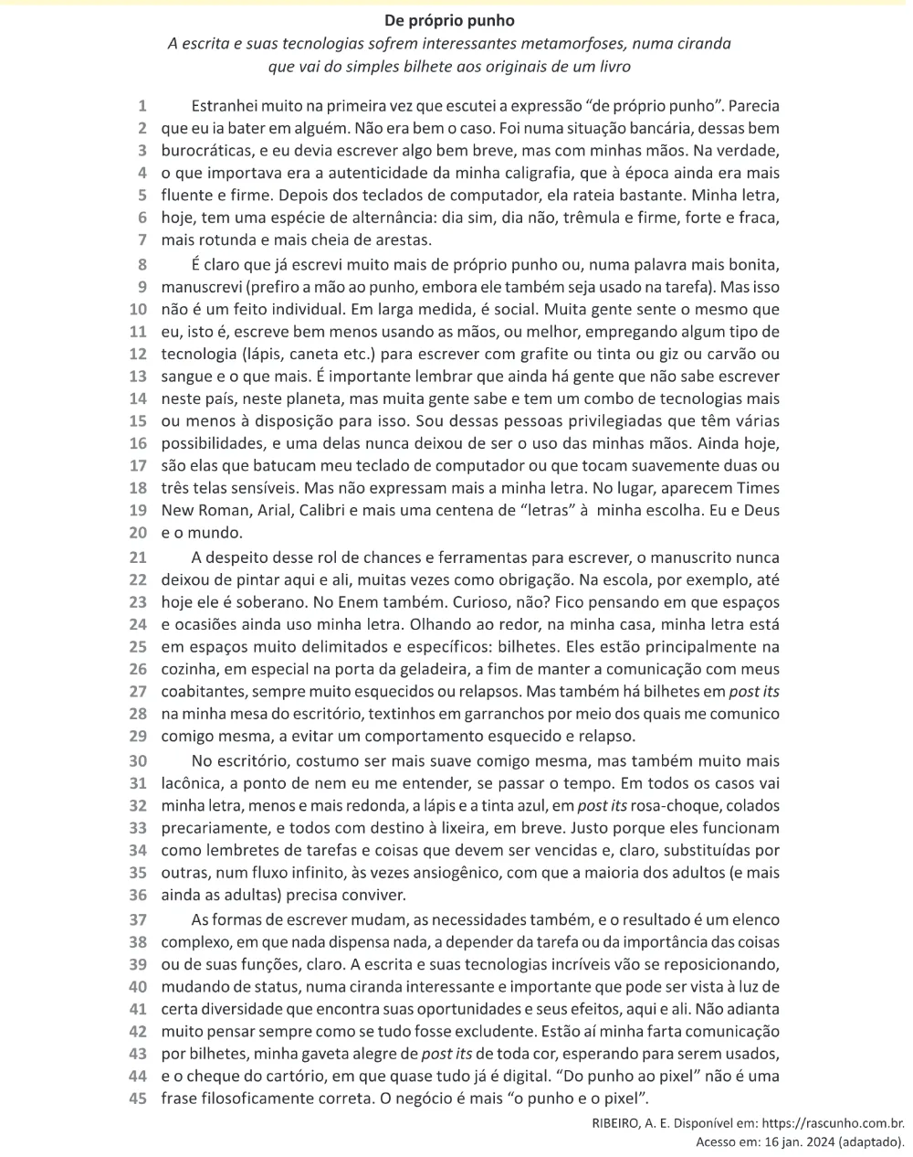 Trecho original com figura, tabela ou fórmula da questão 6 do ENEM 2025 - 1º Dia – Caderno 2 – Amarelo – Aplicação Regular.