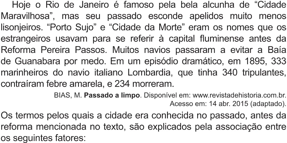 Trecho original com figura, tabela ou fórmula da questão 62 do ENEM 2021 - 1º Dia – Caderno 2 – Amarelo (Superampliada) – Reaplicação/PPL/Segunda Oportunidade.